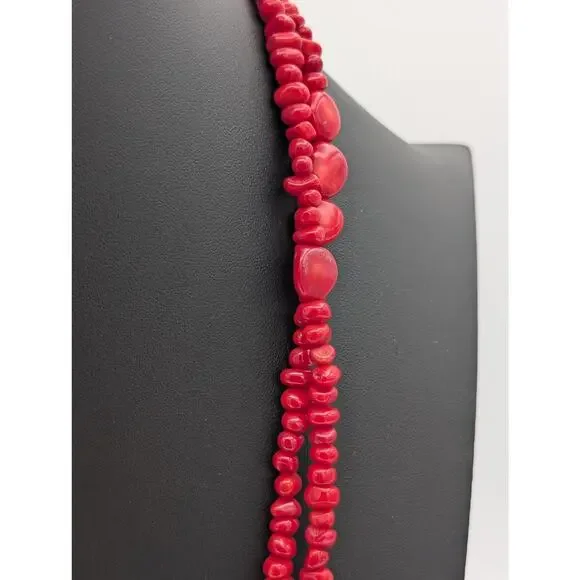 Vintage Long Red Coral Beaded  66" Over the Head Necklace 112.76g - Picture 3 of 8